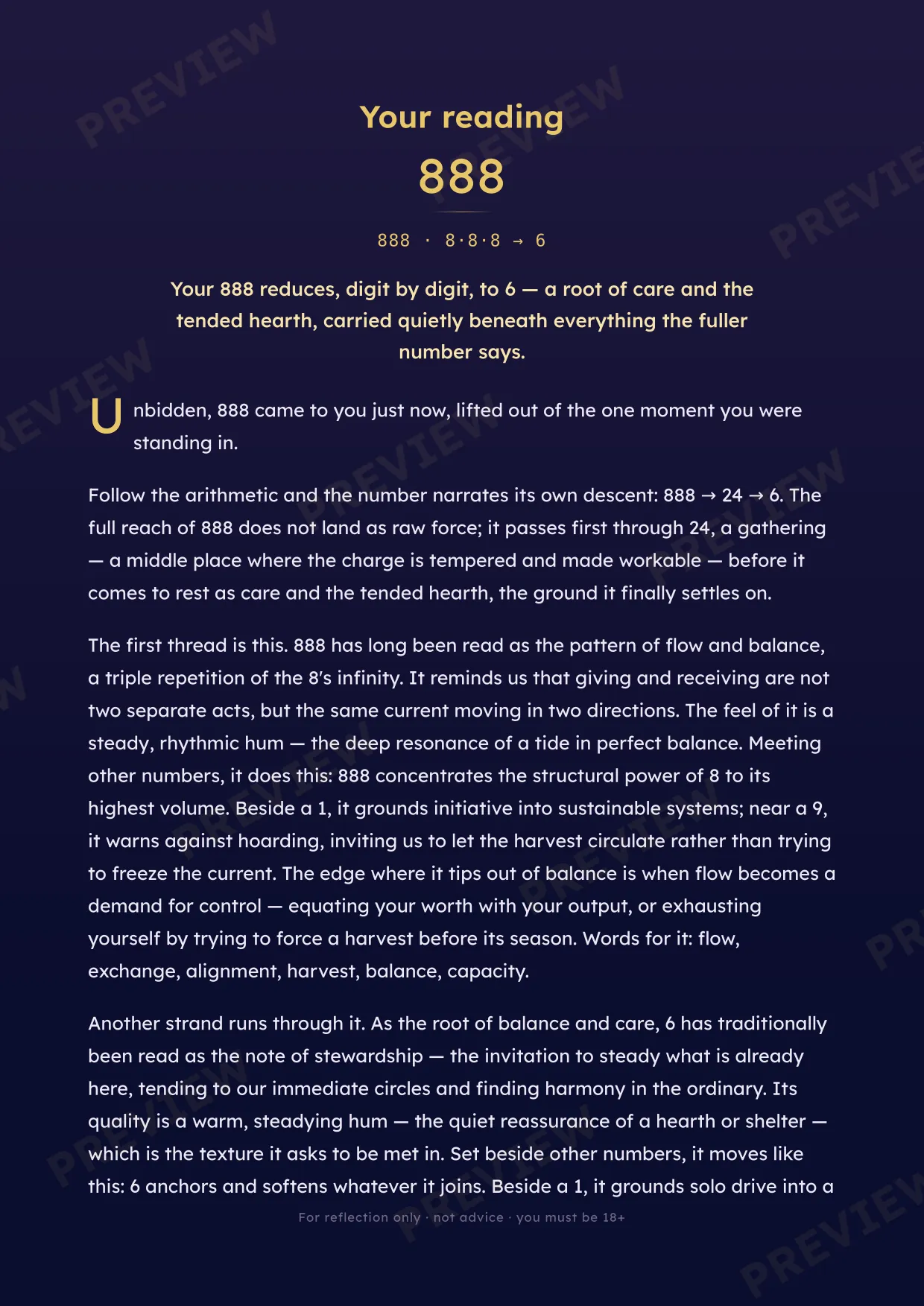 Keepsake sample — your reading