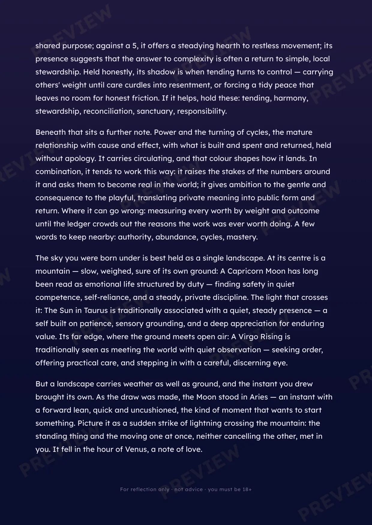 Keepsake sample — your reading, continued