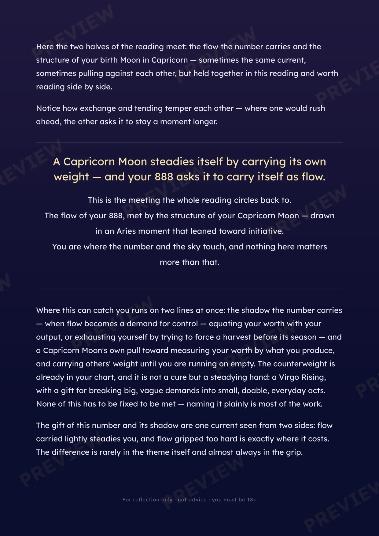 Keepsake sample — your reading, continued