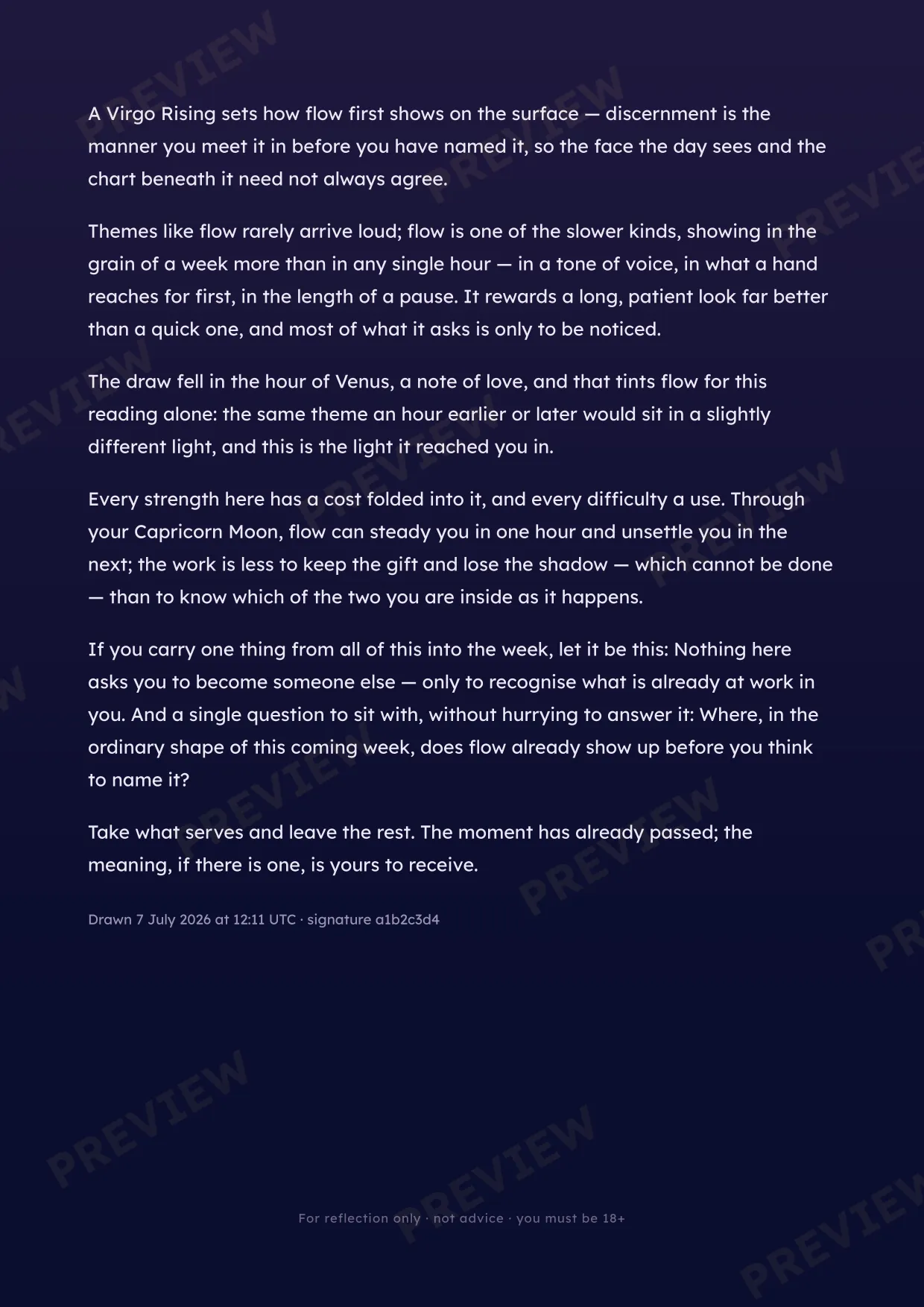Keepsake sample — your reading, continued